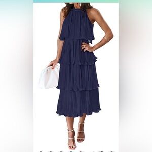 Elegant Navy Blue Tiered Dress